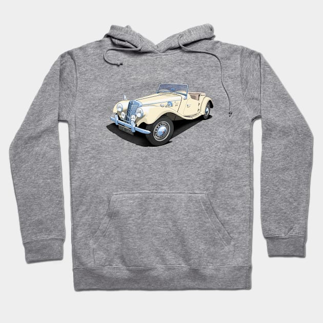 1954 MG TF sports car in ivory Hoodie by candcretro